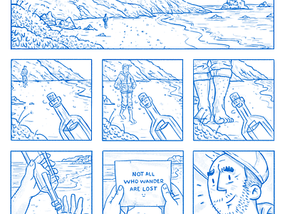 Wander beach bottle coast comic drawing explore illustration message sketch wander