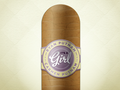 It's A Girl! announcement baby cigar illustrator seal texture typography vector