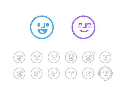 Operator Bots ai bot expressions face icons illustrations ios vector