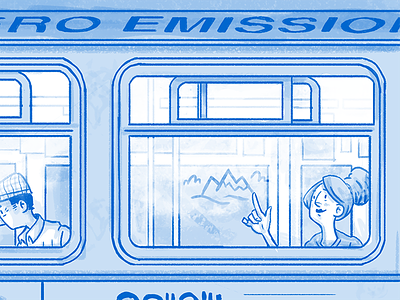 Muni Moments bus daydream hand-drawn illustration phone sf window