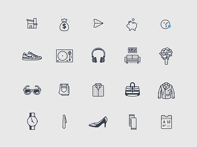 Operator Icons Small cool icons illustrations ios mobile music shoes style vector