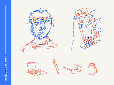 Blind Contour abstract blind coffee computer doodle drawing exercise illustration pencil portrait vector