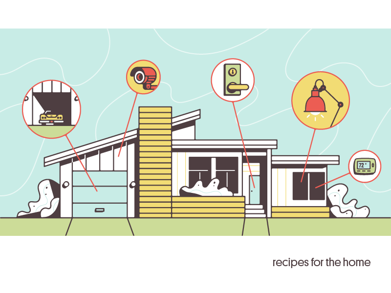 Home Recipes mid-century typography garage recipes home vector illustration