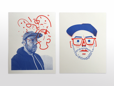 Riso Selfies avatar charcater face illustration photo portrait print riso self portrait