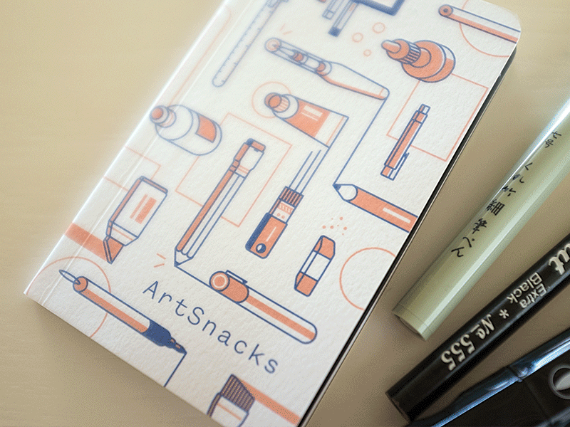 Art Snacks Mini Sketchbook texture icons pencil sketch notebook art tools vector illustration