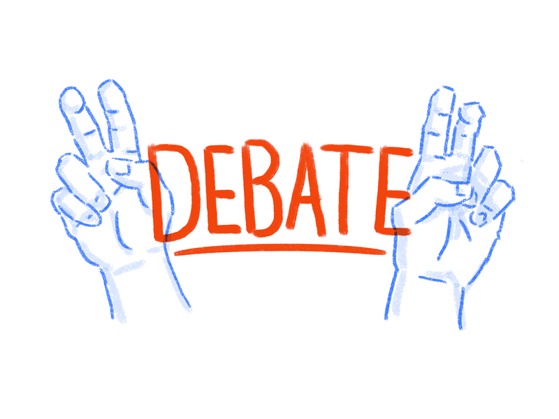 Debate debate hand drawn hands illustration trump=idiot typography vote