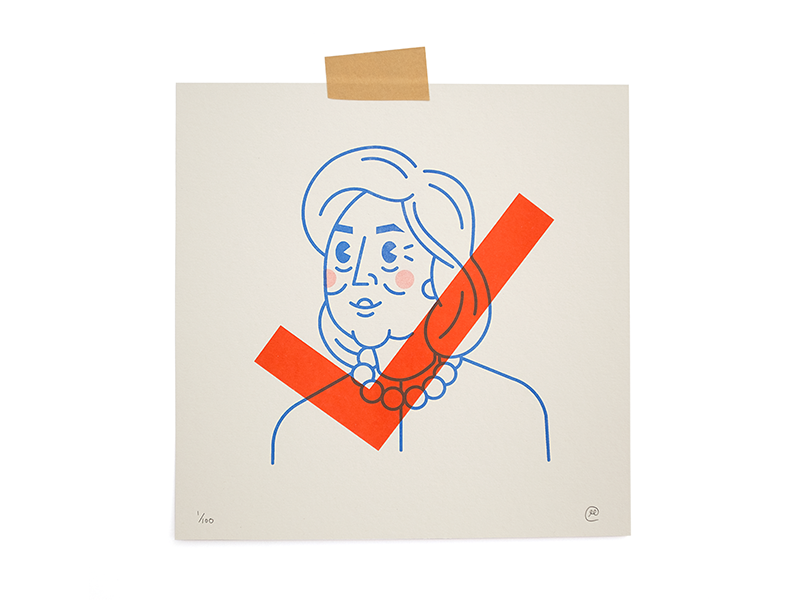 Hillary Prints riso print character vote illustration