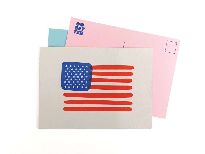 Do Better Postcards america flag illustration postcard print riso usa