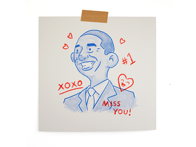 Miss You avatar character illustration obama politics print riso sketch