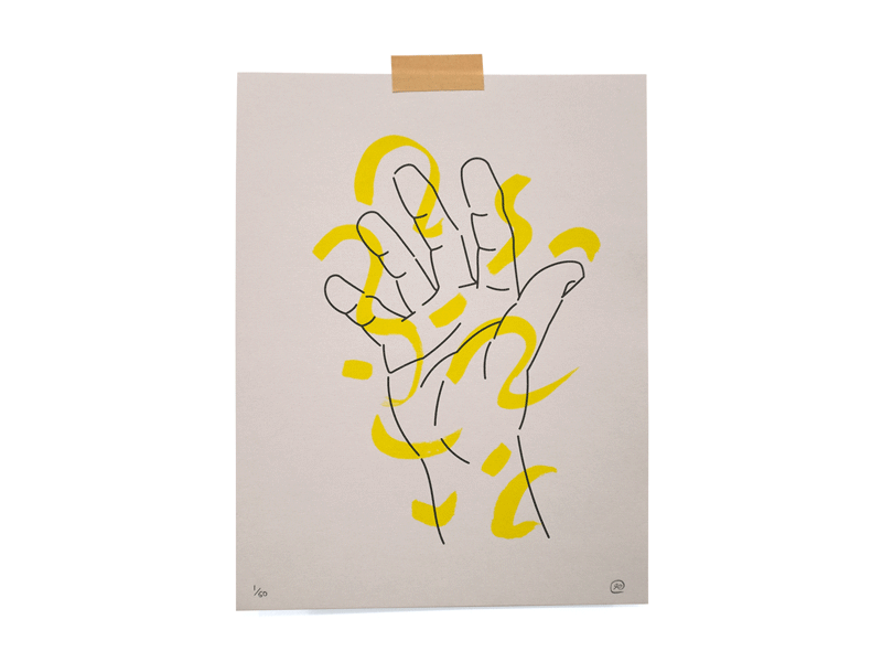 Hand Studies brushed fingers hands illustration print riso strokes study texture