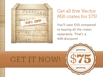 Vector Mill Cyber Monday crate deal illustrator ribbon sale seal staple texture typography vector