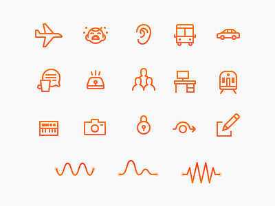 Here One Icons app baby ear icons illustration plane ui waveform