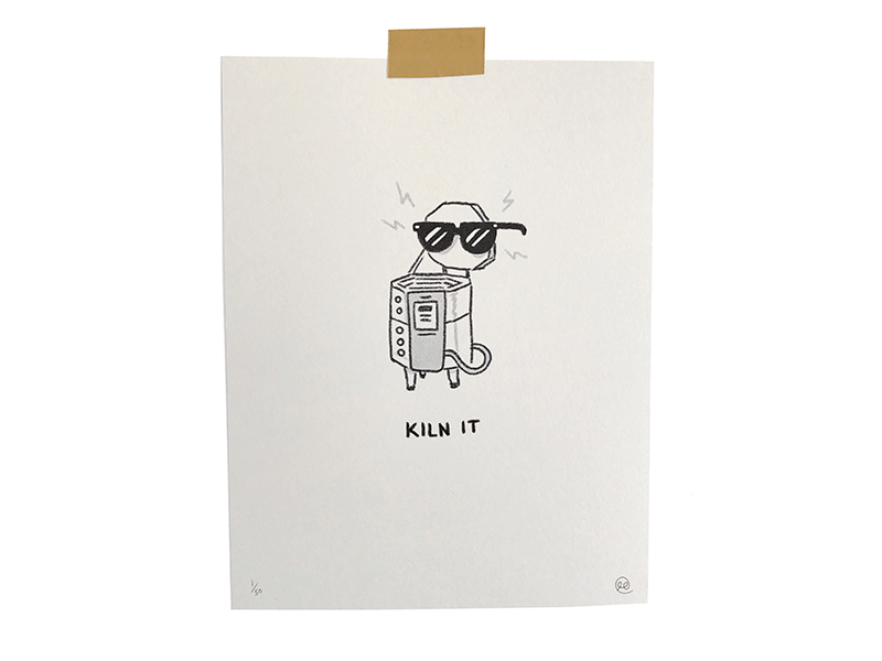 Pottery Puns ceramics clay hands illustration kiln pottery print puns riso sunglasses