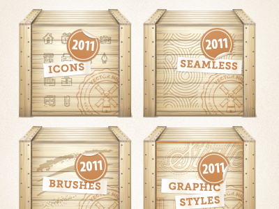 Vector Mill 2011 Crates crate deal illustrator ribbon sale seal staple texture typography vector