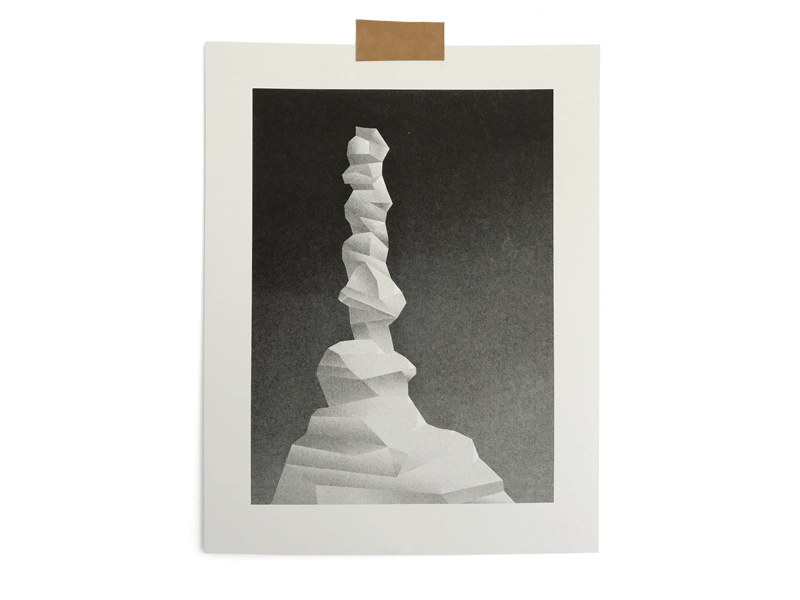 Bryce 01 bryce canyon illustration print riso rocks texture