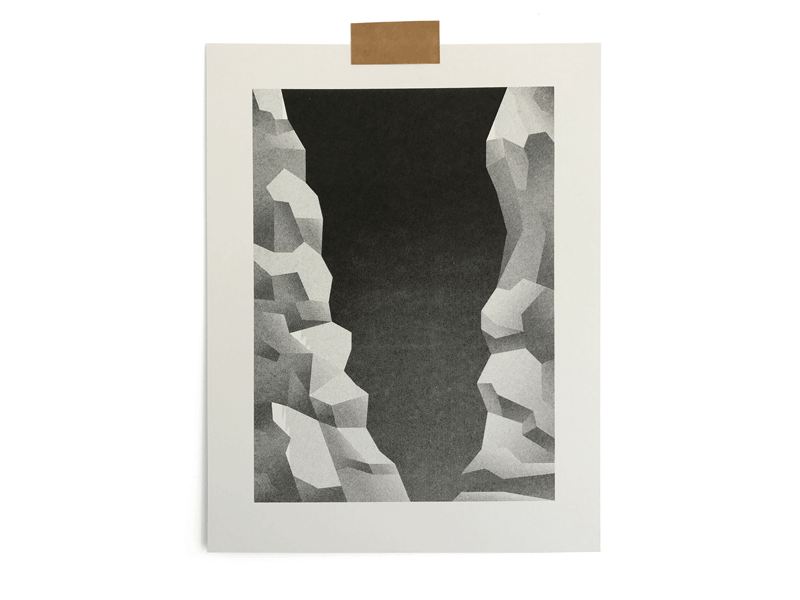 Bryce 02 bryce canyon illustration print riso rocks texture