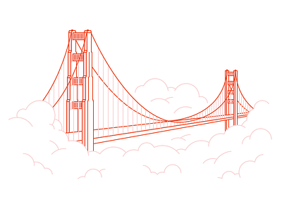 Golden Gate bridge clouds fog golden gate bridge illustration sf vector