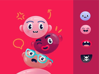 Bloop avatar bubble character faces illustration mouth patch