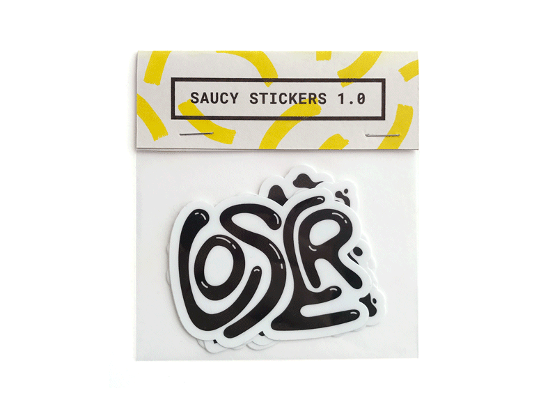 Saucy Stickers 1.0 brush fun illustration loser packaging sigh stickers texture trash typography
