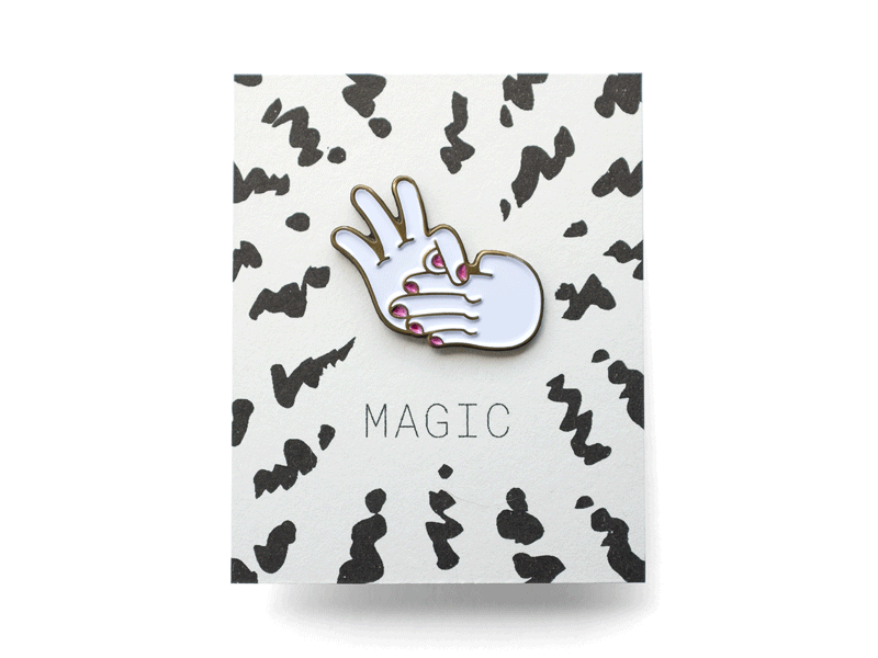 Magic Pin abracadabra hands icon illustration magic packaging pin ta-da