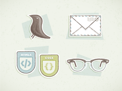 Vintage Mill Icons badge bird email glasses icons illustrator letter mail retro texture twitter vector vintage