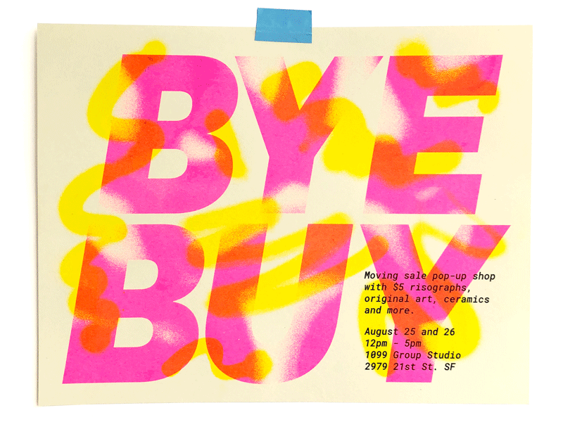 Buy Bye illustration risograph typography