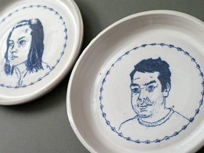 Putnam Portrait Plates character chow dinner illustration plates portait real