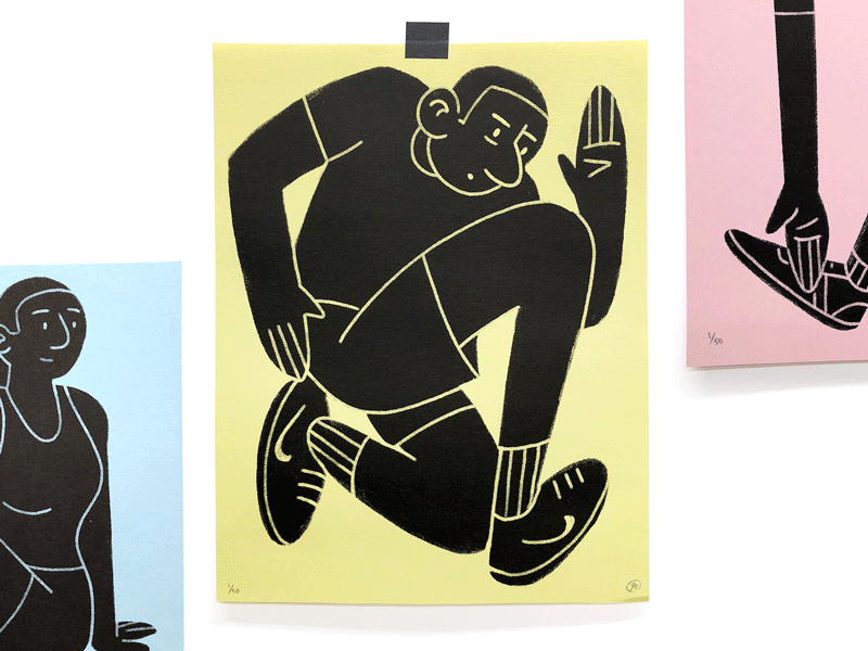 Runners character figure illustration print riso risograph runner