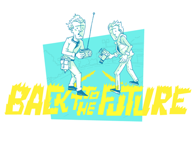 Back To The Future doc future hand drawn illustration marty mcfly movie sketch time travel typography vector