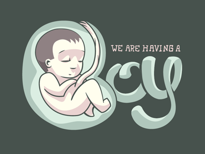 We are Having a Boy baby boy cute nervous news pregnancy typography vector womb