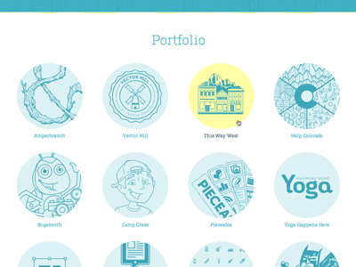 RA Portfolio Thumbnails hover illustration portfolio thumbnail ui vector web