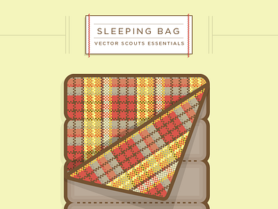 VS Sleeping Bag badge camping flannel illustration label pattern seamless sleeping bag stitch texture typography vector