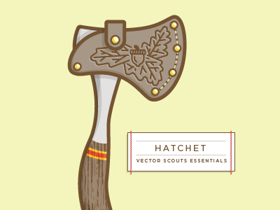 VS Hatchet axe buttons camping hatchet illustration nature pattern stitch texture typography vector wood