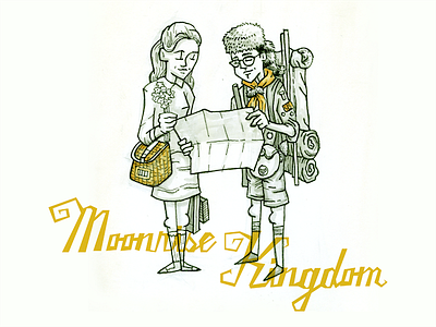 Moonrise Kingdom backpack camp character flowers fun illustration love map movie script sketch typography wes anderson
