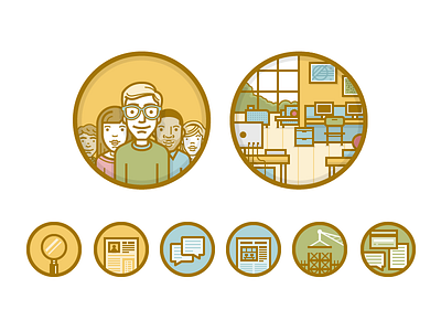 PD Icons avatar building character chat credit card geek glasses icons illustration listing match modern office profile search talk vector