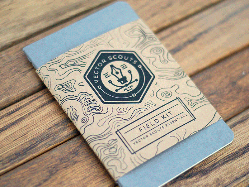 Vector Scouts Field Kit print stickers patch badge illustration vector seal logo product wood book topography typography sewn