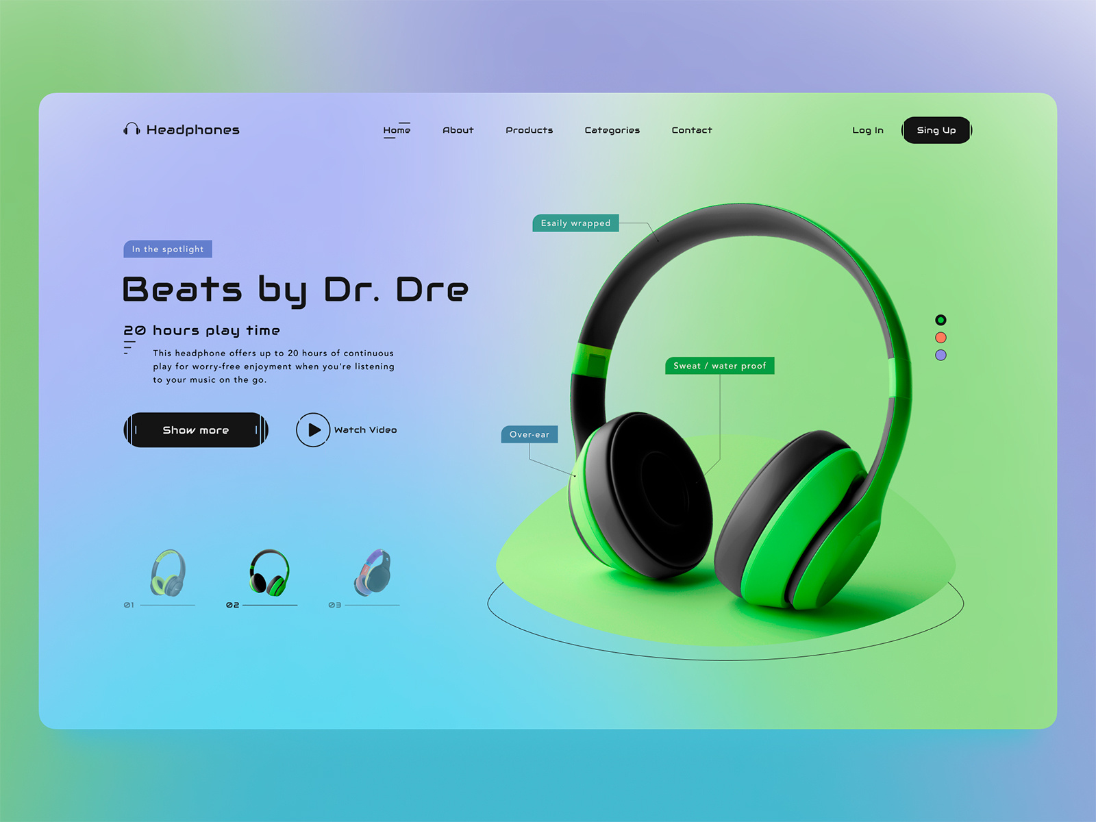 Headphones Online Store / Landing page by Varvara Selezneva on Dribbble