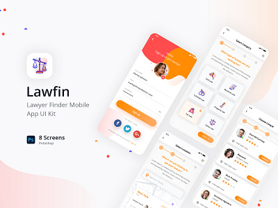 Lawfin - Lawyer Finder Mobile app UI Kit