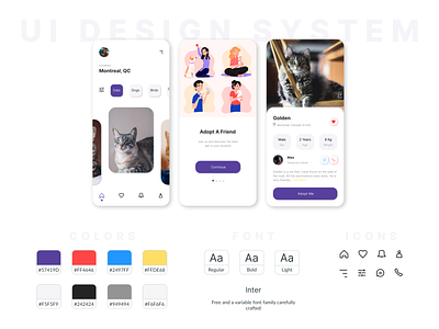 UI Design System Pet Adopt App application design design system interface interface design ui uidesign user experience user inteface ux ux design