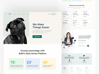 Bollit business landing page branding business features header landing page product testimonial typography ui ux website website design