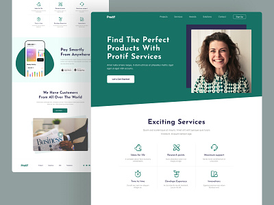 Protif eCommerce Landing Page branding business features header landing page product typography ui ux website website design