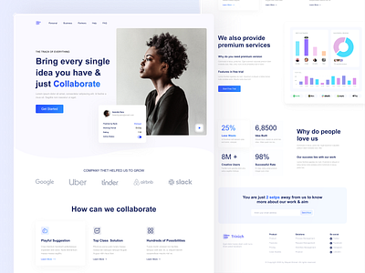 Trinch Landing Page branding business clean clean ui clear features illustration landing page minimal minimalist product typography website design