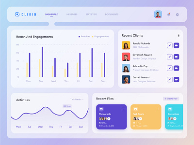 CLIKIN Dashboard 2020 trend activities activity branding clean clear dashboad file file manager logo manage meeting minimal minimalist product teamwork ui ui ux ux vector