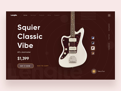 Lengite Product Header 2020 trend dark guiter header hero instrument landing page music musical online store product products shopping ui