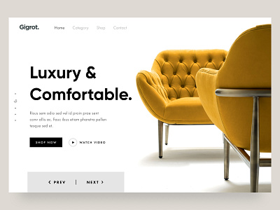 Gigrot homepage header 2020 color features furniture header hero landing page minimal product sale shop simple trend typography ui website design