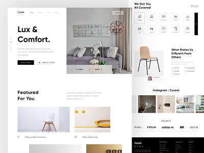 Curoot Landing Page 2020 trends business buy category features footer furniture interior landing page online store procreate product sale logo sell showcase sponsors store trendy ui website design