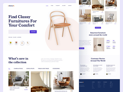 Qaree B product homepage 2020 trends buy color features furniture furniture store furniture website header landing page minimal procreate product product design sketch store ui website design