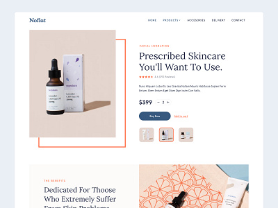 Nofiat Product Homepage beuty design fashion header landing page makeup medical medicine minimal minimalism minimalist product typography ux website design