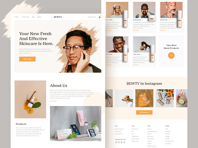 Bewty Landing page Concept beautiful beauty beauty product best cosmetic ecommerce instagram landing page ui makeup man medicine mockup model personal care product shopping skincare website women