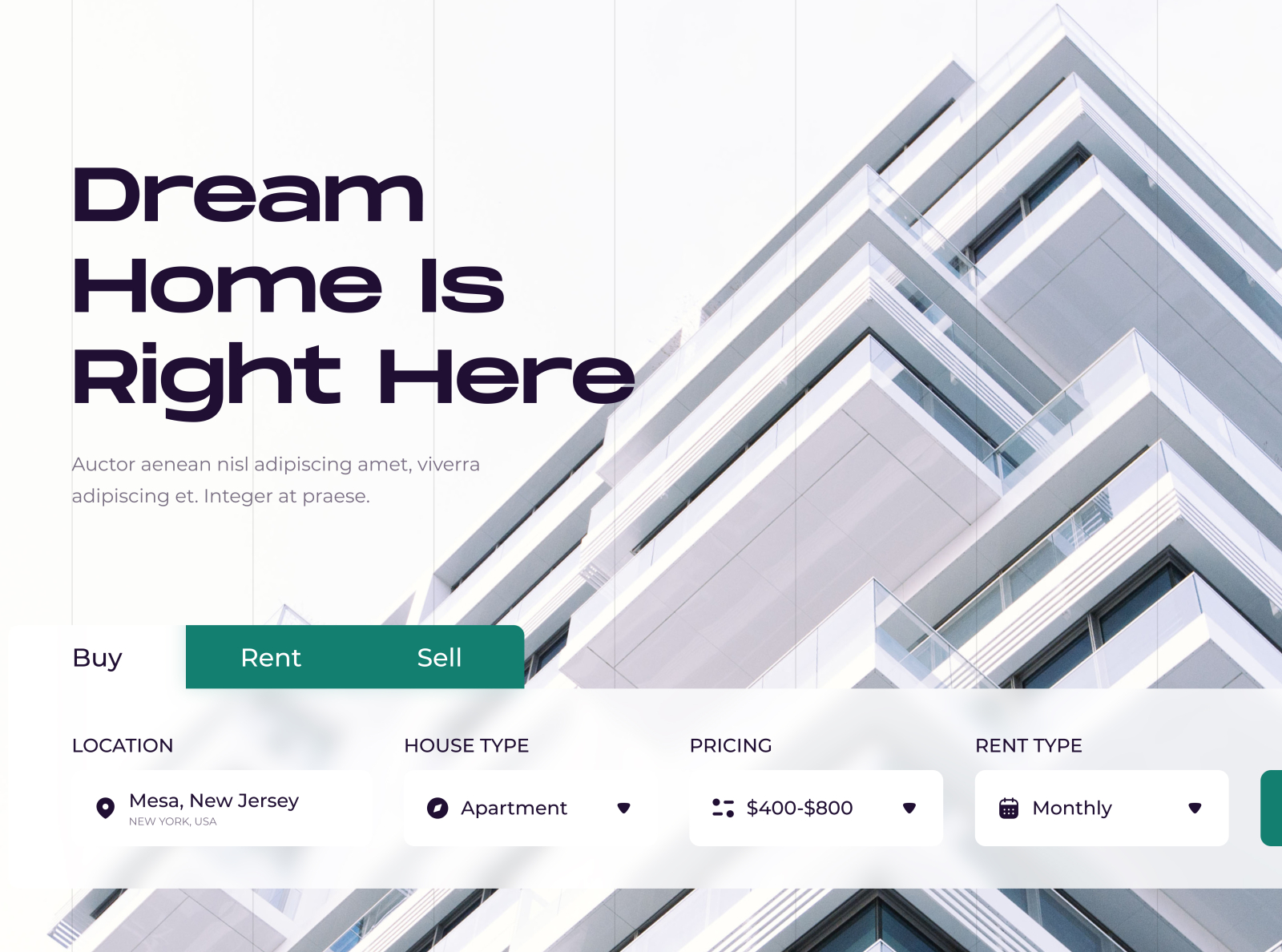 Real Estate Header Exploration by Mayad Ahmed on Dribbble